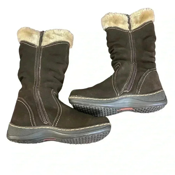 Bare Traps Ellery Brown Leather Suede Faux Fur Boots Size 71/2 - Picture 2 of 4